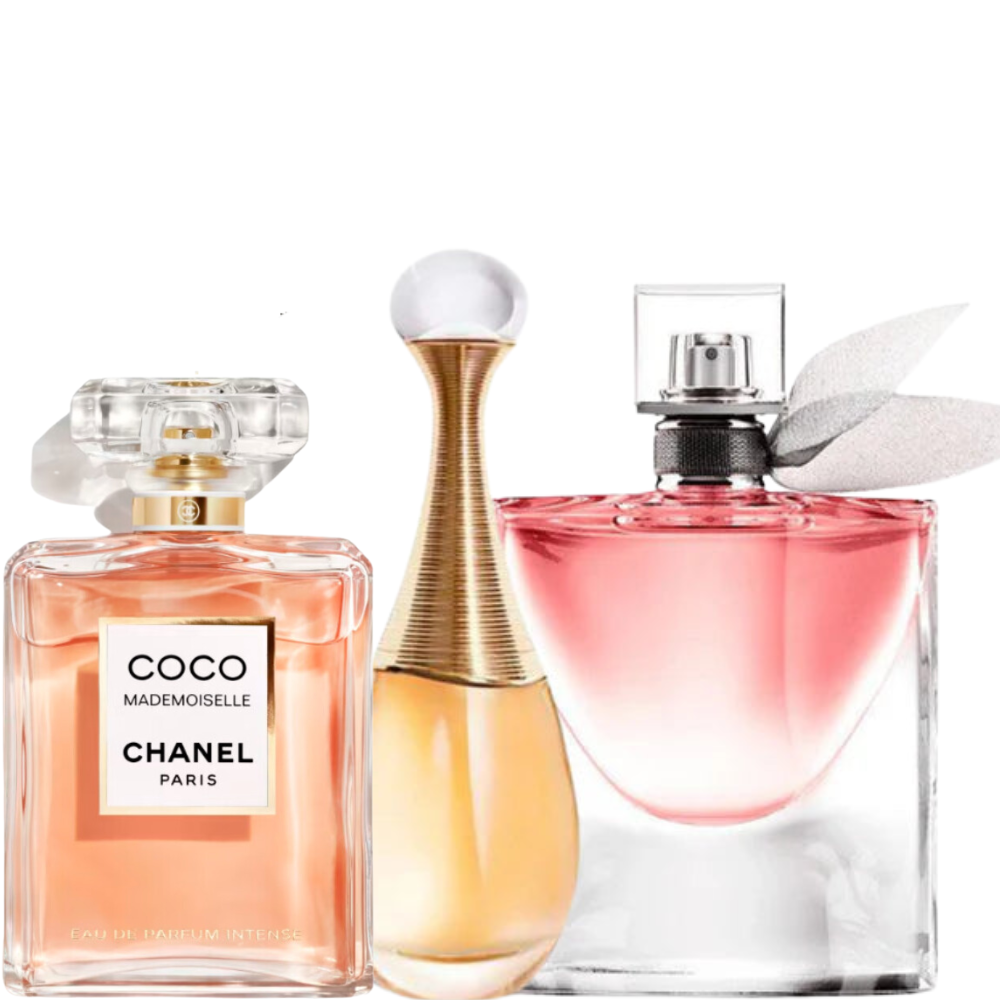 3 Parfums  Dior J'ADORE, Lancôme LA VIE EST BELLE (Eau de Parfum) et CHANEL COCO MADEMOISELLE EAU DE PARFUM 100ML - Especial Navidad